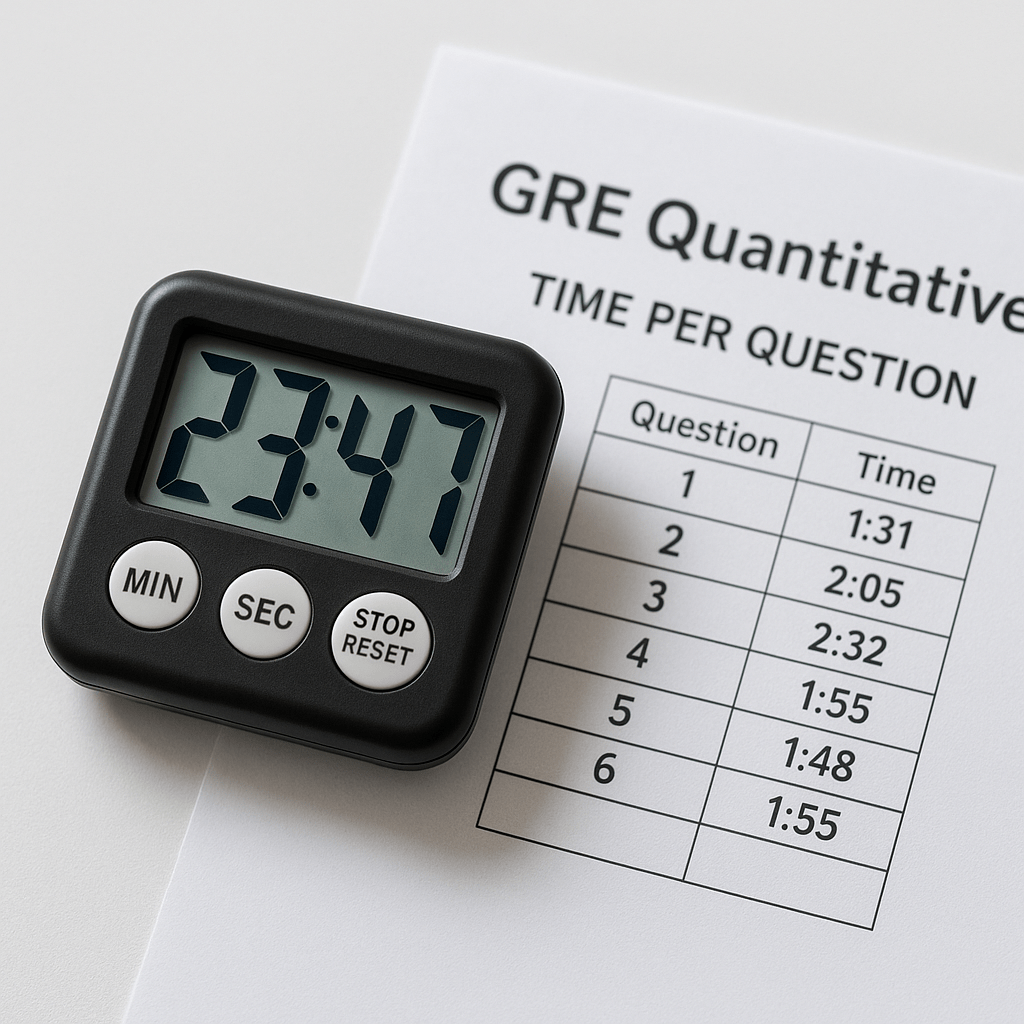 Timer tracking time per question on GRE Quantitative section